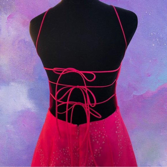 Bright pink with silver stars prom dress - Picture 3 of 3